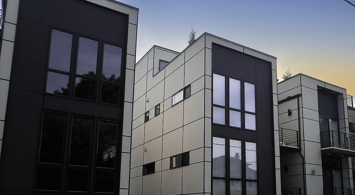 Hardie panel siding on a modern multifamily exterior